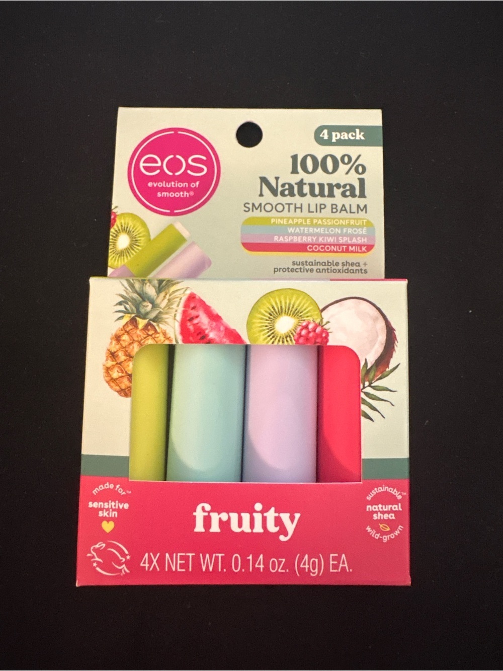 eos 100% Natural Fruity Smooth Lip Balm 4-Pack NEW - Picture 2 of 4